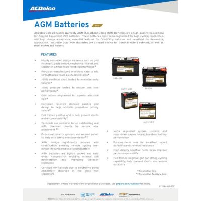 SELL SHEET - GOLD AGM BATTERIES