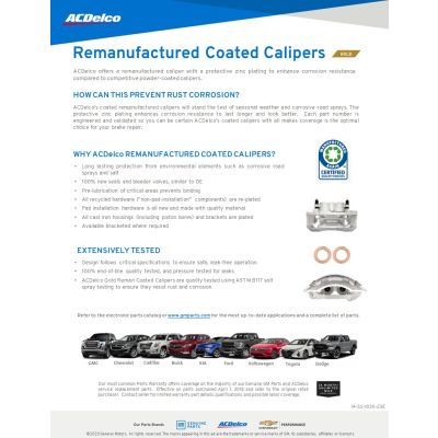 SELL SHEET - GOLD BRAKE CALIPERS - NEW & REMAN