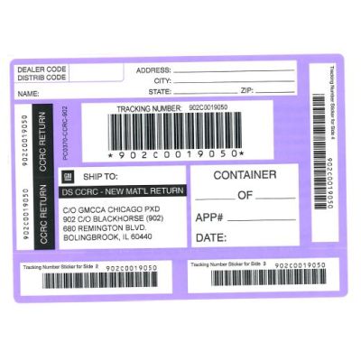 LABEL - CHICAGO PARTS RETURN PURPLE SHIPPING LABEL (PK/50)