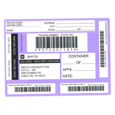 LABEL - CINCINNATI PARTS RETURN PURPLE SHIPPING LABEL(PK/50)