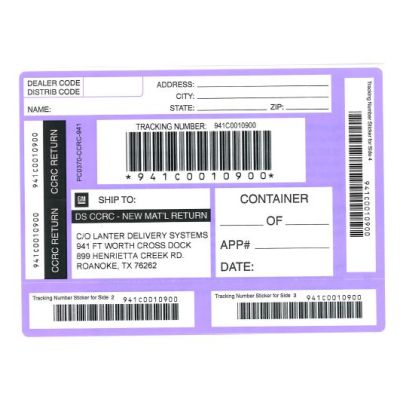 LABEL - FORT WORTH PART RETURN PURPLE SHIPPING LABEL (PK/50)