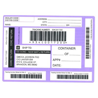 LABEL - JACKSON PARTS RETURN PURPLE SHIPPING LABEL (PK/50)