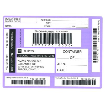 LABEL - DENVER PARTS RETURN PURPLE SHIPPING LABEL (PK/50)