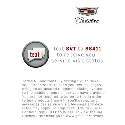 Display Card - Cadillac Service Visit Tracking Terms and Con