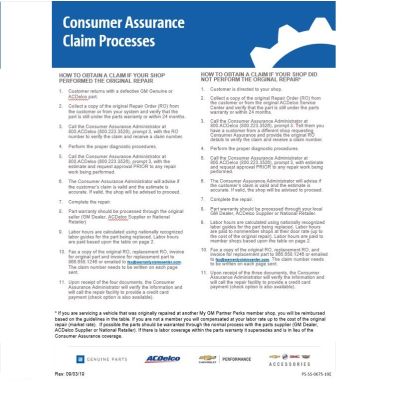 SELL SHEET - ASSURANCE CLAIMS PROCESSING INSTRUCTIONS (DL)