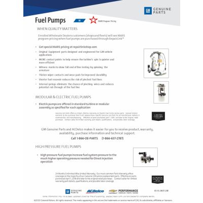 SELL SHEET - MARS-GM GENUINE PARTS FUEL PUMPS