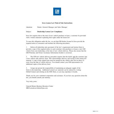 IOWA LEMON LAW INSTRUCTIONS