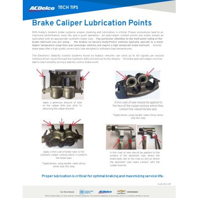 SELL SHEET - BRAKE CALIPER LUBE POINTS