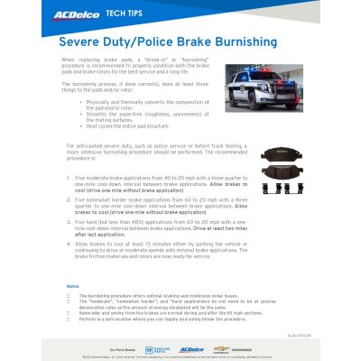 SELL SHEET - SEVERE DUTY BRAKE BURNISHING PROCEDURE