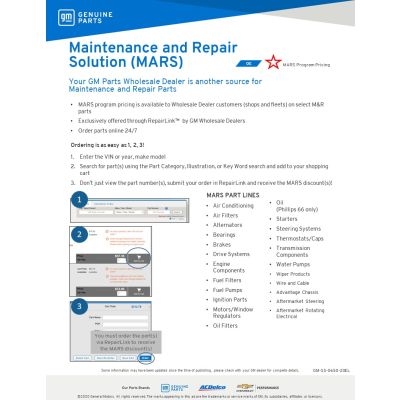 SELL SHEET-GM GENUINE PARTS MARS PROGRAM FOR SHOPS FLEETS