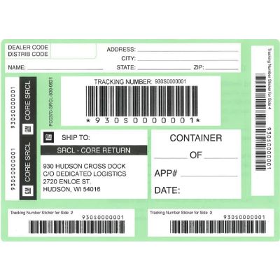 LABEL - HUDSON CORE RETURN GREEN SHIPPING LABEL (PK/50)