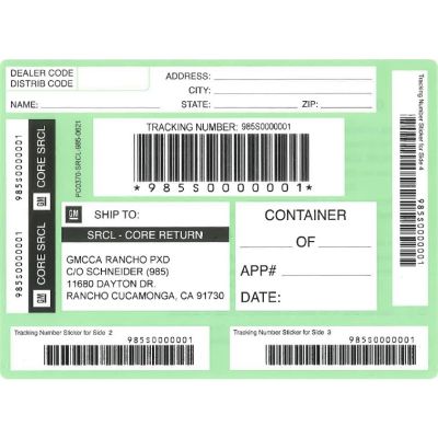 LABEL - RANCHO PXD CORE RETURN GREEN SHIPPING LABEL (PK/50)