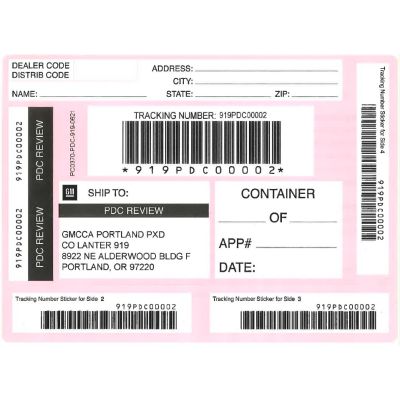 LABEL - PORTLAND ACCESSORY RETURN PINK SHIPPING LABEL (PK/50