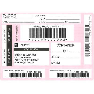 LABEL - DENVER ACCESSORY RETURN PINK SHIPPING LABEL (PK/50)