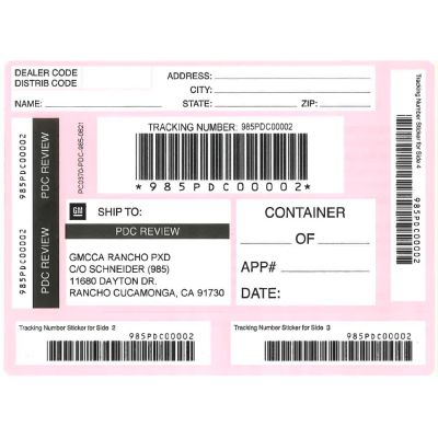 LABEL - RANCHO ACCESSORY RETURN PINK SHIPPING LABEL (PK/50)