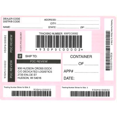 LABEL - HUDSON ACCESSORY RETURN PINK SHIPPING LABEL (PK/50)