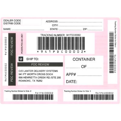 LABEL - FORT WORTH ACCESSORY RETURN PINK SHIPPING LABEL (PK/