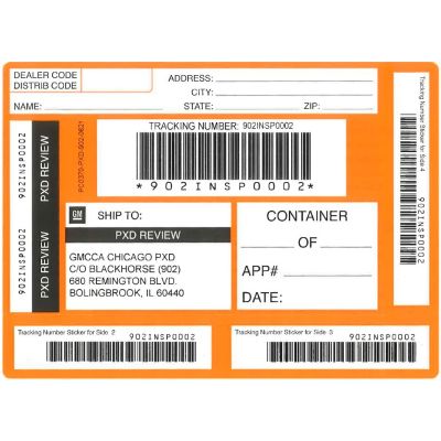 LABEL -CHICAGO ACCSRY. RETURN ORANGE SHIPPING LABEL (PK/50)