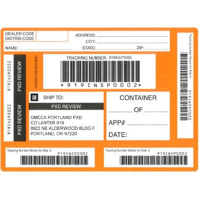 LABEL -PORTLAND ACCSRY. RETURN ORANGE SHIPPING LABEL (PK/50)