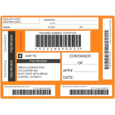LABEL -DENVER ACCSRY. RETURN ORANGE SHIPPING LABEL (PK/50)