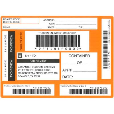 LABEL -FT WORTH ACCSRY. RETURN ORANGE SHIPPING LABEL (PK/50)