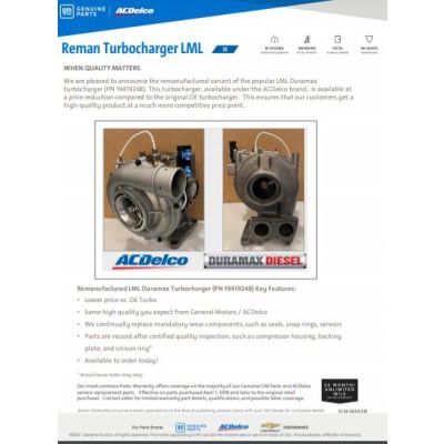 SELL SHEET REMAN TURBO LML