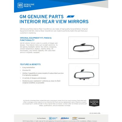 SELL SHEET - INTERIOR REAR VIEW MIRROR (DL)