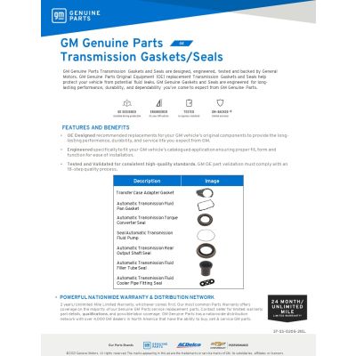 SELL SHEET - TRANSMISSION GASKETS AND SEALS