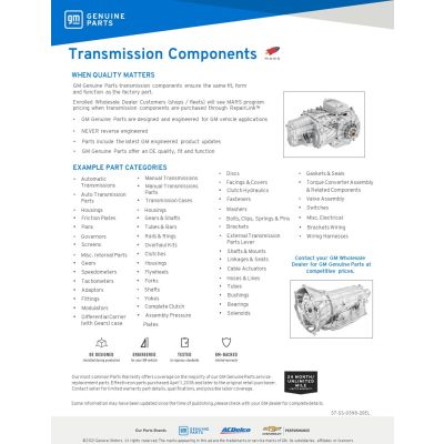 SELL SHEET - TRANSMISSION COMPONENTS (DL)