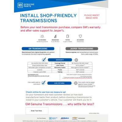 SELL SHEET - INSTALL SHOP-FRIENDLY TRANSMISSIONS CUSTOM