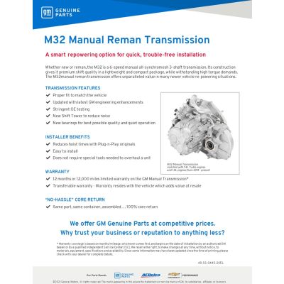 SELL SHEET - M32 MANUAL REMAN TRANSMISSION (DL)