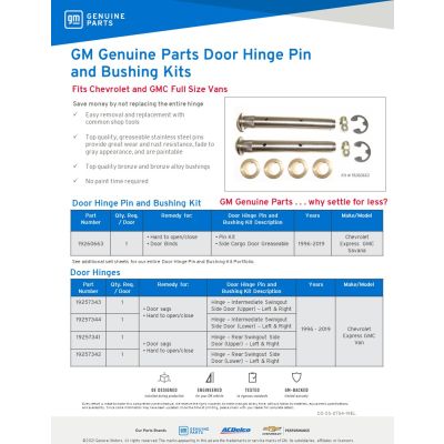 SELL SHEET - DOOR HINGE PIN & BUSHING KITS (DL)
