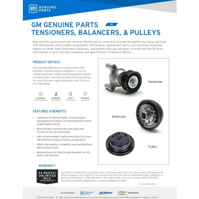 SELL SHEET - TENSIONERS BALANCERS PULLEYS (DL)