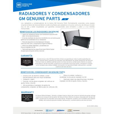 SELL SHEET - RADIATORS AND CONDENSERS (SPANISH)