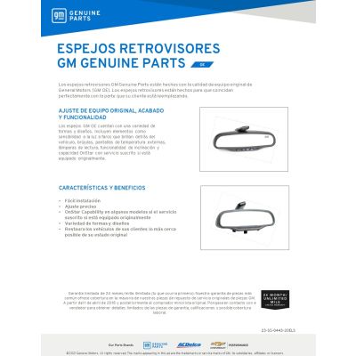 SELL SHEET - INTERIOR REAR VIEW MIRROR (SPANISH)