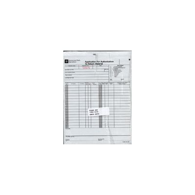 FORM-APPLICATION FOR AUTHORIZATION TO RETURN MATERIAL PK/25