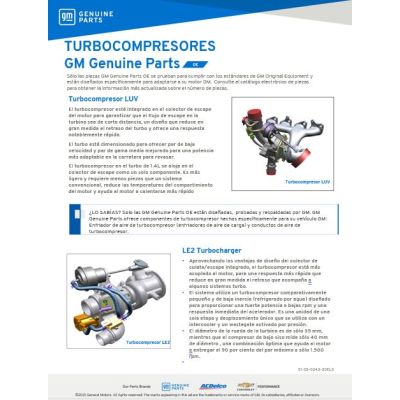 SELL SHEET - GM GENUINE OE TURBOCHARGERS-SPANISH