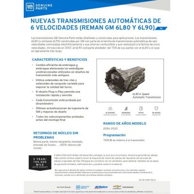 SELL SHEET - 6-SPEED TRANS - SPANISH