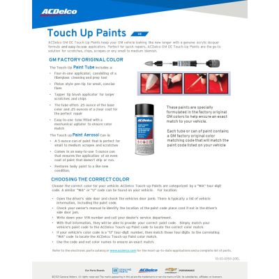 SELL SHEET-ACDELCO GM OE TOUCH-UP PAINT(DL)