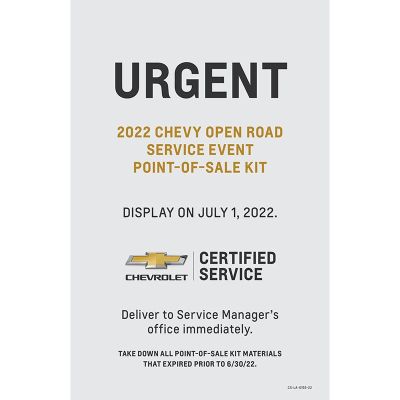 LABEL - CHEVY OPEN ROAD SERVICE EVENT 5.5X8.5 (EACH)
