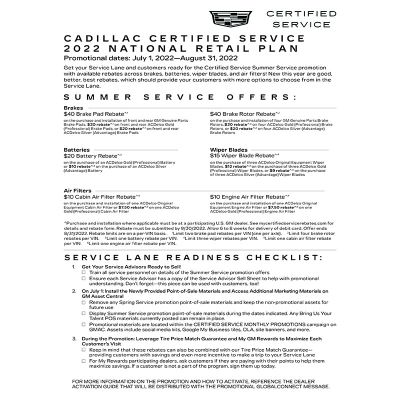 GUIDE - CADILLAC CERTIFIED SERVICE SUMMER LAUNCH ELECTRONIC