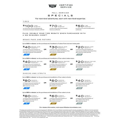 ELECTRONIC SELL SHEET-CADILLAC CERT SERV FALL ADVISOR (EA)