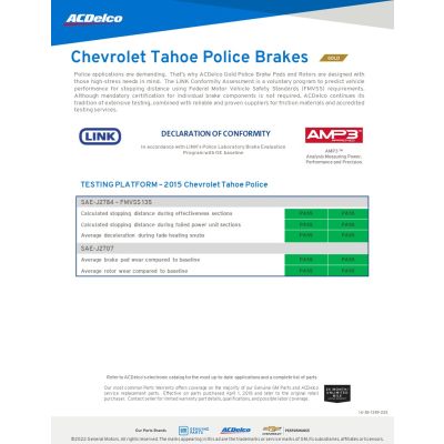 SELL SHEET - ACDELCO GOLD POLICE BRAKES - TAHOE PPV