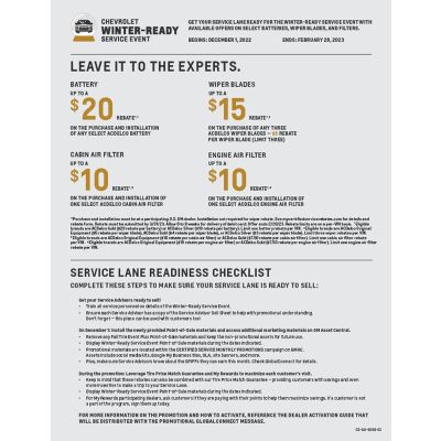 GUIDE - CHEVY WINTER-READY SERVICE EVENT 8.5X11 (EACH)