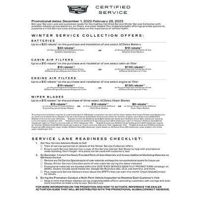GUIDE - CADILLAC CERTIFIED SERVICE WINTER LAUNCH ELECTRONIC