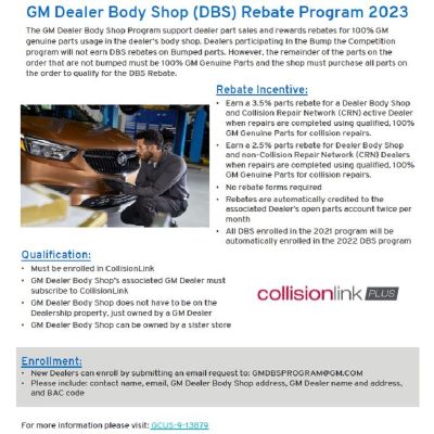 SELL SHEET - GM DEALER BODY SHOP REBATE PROGRAM