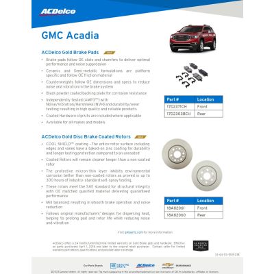 SELL SHEET - GOLD-SILVER PADS AND ROTORS - ACADIA