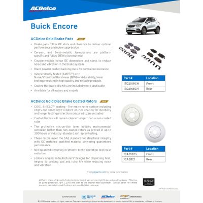 SELL SHEET - GOLD-SILVER PADS AND ROTORS - ENCORE