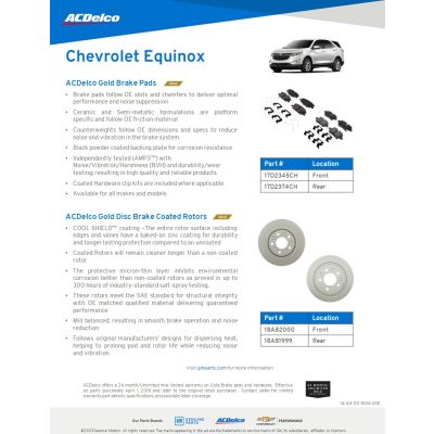 SELL SHEET - GOLD-SILVER PADS AND ROTORS - EQUINOX