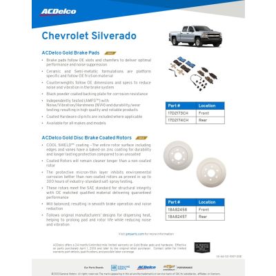SELL SHEET - GOLD-SILVER PADS AND ROTORS - SILVERADO
